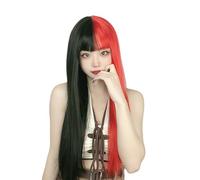 LIKPOJA Women Black and Red Long Straight Fringe Wigs Girls Halloween Christmas Costumes Fancy Dress Cosplay Party Accessories Vampire Wigs for Ladies Heat Resistant Synthetic Hair(B N R)