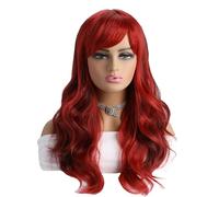 LIKPOJA Women Long Curly Fringe Wigs Girls Halloween Christmas Costumes Fancy Dress Cosplay Party Accessories Wigs for Ladies Heat Resistant Synthetic Hair(Red and Black)
