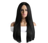 LIKPOJA Women's Addams Family Morticia Wigs - Long Black Straight Wigs for Halloween Cosplay & Party (Black)