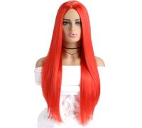 LIKPOJA Women's Long Red Halloween Wig for Cosplay, Christmas Costumes, Fancy Dress Accessories - Party Wigs for Ladies (Red A)