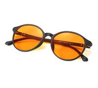 LIKSMU 99.99% Blue Light Blocking Glasses Computer Glasses for Gaming TV Phone Sleeping Glasses Women Men Professional Filter Anti Eyestrain Vintage Round Eyewear Matte Black Frame Orange Amber Lens