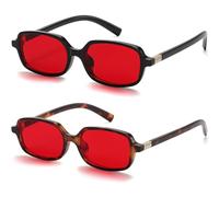LIKSMU Blue Light Blocking Glasses for Woman Men Blue light Blocker Eyewear Trendy Rectangle Small Eyeglasses, 2pack, Black Frame Red Lens &Tortoise Frame Red Lens, 52-18-145