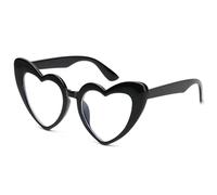 LIKSMU Heart Sunglasses for Women Trendy Cat Eye Love Shaped Sunglasses Vintage Lovely Retro Cute Sun Glasses, R04 Black Frame/Clear Lens, M