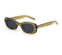 LIKSMU Rectangle Sunglasses for Women Men Fashion Cat Eye Oval 90s Retro Small Square Vintage, Dark green frame, grey lenses, Small