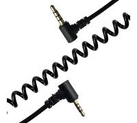 LiKuCo 2.5mm to 3.5mm Audio Cable Coiled; Double Angled 90 Degree 1/8" 3.5mm TRRS Jack Male to 2.5mm TRRS Jack Male Stereo Audio Mic Aux Retractable Spring Cord Cable,4 Pole,Gold Plated