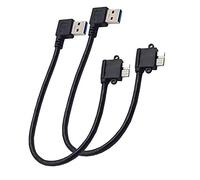 LiKuCo 2Pack 10inch Angled USB 3.0 A Male to Micro B 3.0 Male with Screw Hole,Micro B Hard Drive Cable for Portable External Hard Drives,WD Elements,Seagate Expansion etc (10inch USB 3.0 Right Angle)