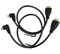 LiKuCo 2Pack 20" 50CM 90 Degree Angle Micro HDMI Male To HDMI Male Cable Adapter Connector (Black 1pcs left+1pcs right)
