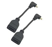 LiKuCo 2Pack 6 inch 90 Degree Left Angle Golden Plated HDMI Female to Micro HDMI Male Adapter Cable (Black Left Angle)
