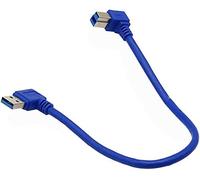 LiKuCo Double Angled USB 3.0 Cable A Male to B Male, 90 Degree Connector USB 3.0 Cord For Printer,Laptop,Dock,1Feet (Blue Left Angled USB A Male)