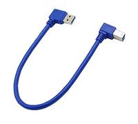 LiKuCo Double Angled USB 3.0 Cable A Male to B Male, 90 Degree Connector USB 3.0 Cord For Printer,Laptop,Dock,1Feet (Blue Right Angled USB A M)