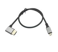 LiKuCo Micro HDMI to HDMI Angled Cable 8k;Slim Micro HDMI 2.1 Supports 8K@60Hz, 4K@120Hz, 1080P, 3D, ARC, HDR, Suitable for Camera,Projector, Monitor, TV (Left Angled)
