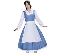 LIKUNGOU Beauty Belle Costume Maid Blue Dress Women Girls Outfit with Bow Halloween Cosplay Party Suit Accessories (XL)