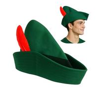 LIKUNGOU Green Felt Hat Peter Cosplay Hats with Feather Robin Hood Halloween Alpine Bavarian Oktoberfest Accessory Headwear