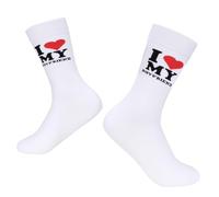 LIKUNGOU I Love My Boyfriend Socks Matching Socks for Couple Valentines Gift I Heart My Girlfriend Love Gifts for Her (One Size, i love my boyfriend)