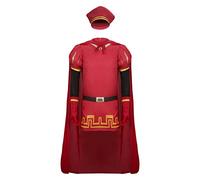 LIKUNGOU Mens Lord Costume King Robe Red Cloak with Hat Cosplay Outfit Halloween Christmas Fancy Dress Party Accessories (Small)