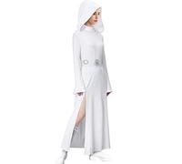 LIKUNGOU Princess Costume Women White Dress Hooded Robe with Belt Halloween Cosplay Outfit for Fans (XX-Large)