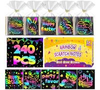 LIKYMO 24 Packs Scratch Art Party Bag Fillers for Kids-240 PCS Rainbow Scratch Paper Bulk, Arts and Crafts for Kids Class Gifts, Birthday Return Gifts for Boys Girls Age 4-12