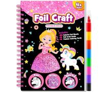 LIKYMO Foil Art - Foil Craft, Art and Craft for Kids, No Mess Colouring Book, DIY Creative Activity, Travel Toys, Gifts for 4-9 Year Old Girls Boys (Princess)