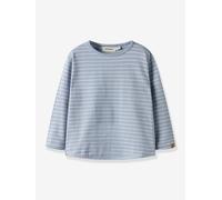Lil' Atelier MINI boy's striped t-shirt with a loose fit light blue