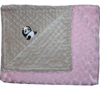 Lil' Cub Hub Minky Blanket, Mocha Dot/Pink Rosebud, Panda