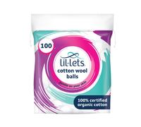 Lil-Lets Cotton Wool Balls, 100 Count, Certified Organic, 100% Pure Cotton Wool, Super Soft, Large Cotton Wool Puffs, Gentle on Skin, Dermatologically Tested