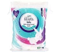 Lil-Lets Baby Cotton Wool Balls, 100 Count, Certified Organic, 100% Pure Cotton Wool, Super Soft, Large Puffs, Gentle on Baby's Delicate Skin, Dermatologically Tested, Ideal for Newborns