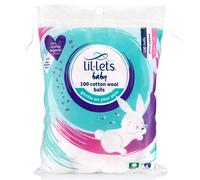 Lil-Lets Baby Cotton Wool Balls, 100 Count, Certified Organic, 100% Pure Cotton Wool, Super Soft, Large Puffs, Gentle on Baby's Delicate Skin