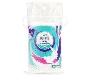 Lil-Lets Baby Cotton Wool Oval Pads, Certified Organic, 100%