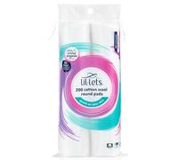 Lil-Lets Cotton Wool Round Pads, 200 Count, Certified Organic, 100% Pure Cotton Wool, Soft and Absorbent, Gentle on Skin, Dermatologically Tested, Bulk Pack