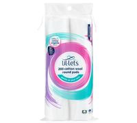 Lil-Lets Cotton Wool Round Pads, 200 Count, Certified Organic, 100% Pure Cotton Wool, Soft and Absorbent, Gentle on Skin, Dermatologically Tested,