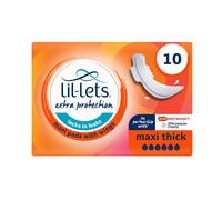 Lil-Lets Extra Protection Maxi Pads X 10 (1 Pack), with Wings, for Extremely Heavy Flow Periods and Perimenopause