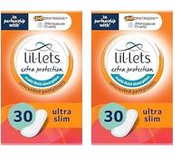 Lil-Lets Extra Protection Pantyliners X 30 (2 Pack), for Multi-Fluid Absorption, Light Bladder Weakness, Discharge or Spotting