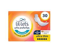 Lil-Lets Extra Protection Ultra Pads X 30 (3 Packs x 10 Pads), with Wings, for Extremely Heavy Flow Periods and Perimenopause