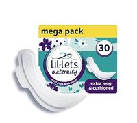 Lil-Lets Maternity Pads, Extra Long Maxi Thick Towels, With Wings, Postpartum/After Birth Essential, 3 Packs of 10 (30 towels), Packing May Vary
