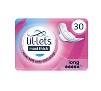 Lil-Lets Maxi Thick Period Pads X 30, Long Absorbency, with Wings, 1 Pack of 30