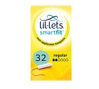 Lil-Lets Non-Applicator Regular Tampons, 32 Count (Pack of 1), For Light to Medium Flow, 2 Droplets, Plant-Based, SmartFit Non-App Tampon