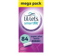 Lil-Lets Non-Applicator Super Plus Extra Tampons X 84, (6 Packs of 14 Tampons), For Very Heavy Flow, 5 Droplets, Plant-Based, Smar