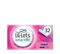 Lil-Lets Non-Applicator Super Tampons, 32 Count (Pack of 1), For Medium to Heavy Flow, 3 Droplets, Plant-Based, SmartFit™ Non-App Tampon