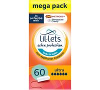 Lil-Lets Non-Applicator Ultra Tampons X 60, (6 Packs of 10 Tampons), For Extremely Heavy Flow, 6 Droplets, Plant-Based, SmartFit Non-App Tampon