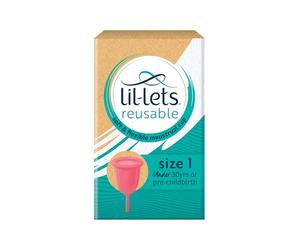 Lil-Lets Reusable Menstrual Cup, Size 1, for Those Under 30 yr or Pre Birth, Soft and Flexible Period Cup, Ideal for Beginners, Made from Medical Grade Silicone. Certified Organic Cotton Bag Included