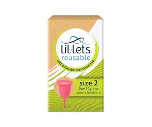 Lil-Lets Reusable Menstrual Cup, Size 2, for Those Over 30 yr or Post Birth, Soft and Flexible Period Cup, Ideal for Beginners, Made from Medical Grade Silicone, Certified Organic Cotton Bag Included