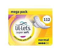 Lil-Lets Super Soft Ultra Thin Period Pads - 112 Count, Normal Absorbency, With Wings, 8 Packs of 14 Pads - Bulk Pack, Light to Medium Period Flow, Unscented & Chlorine Free, Regular Sanitary Towels