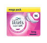 Lil-Lets Super Soft Ultra Thin Period Pads-96 Count, Long Absorbency, with Wings, (Packs of 8) 12 Pads-Bulk Pack, Medium to Heavy
