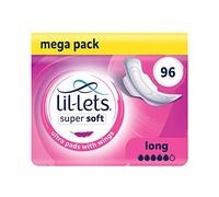 Lil-Lets Super Soft Ultra Thin Period Pads-96 Count, Long Absorbency, with Wings, (Packs of 8) 12 Pads-Bulk Pack, Medium to Heavy Period Flow, Unscented and Chlorine Free, Super Sanitary Towels
