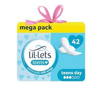 Lil-Lets Teens Day Pads with Wings - 42 Count Period Pads - Thin, Super Absorbent Sanitary Napkins, Soft & Breathable, Fragrance-Free - First Periods, Light to Medium Days