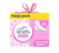 Lil-Lets Teens Long Pads with Wings - 36 Count Period Pads for Teens - Thin, Super Absorbent Sanitary Napkins, Soft & Breathable, Fragrance-Free - First Periods, Medium to Heavy Days