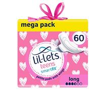 Lil-Lets Teens Long Pads X 60, Petite Towels for Girls & Teenagers, with Wings, for Medium Flow, Unscented, Soft & Breathable, First Period Sanitary Towels, 5 Packs of 12 Pads - Bulk Pack