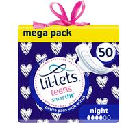 Lil-Lets Teens Night Pads with Wings, 5 Pack of 10 Pads, White