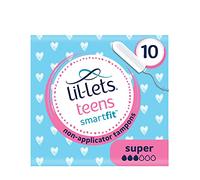 Lil-Lets Teens Non-Applicator Super Tampons X 70, 7 Packs of 10, Medium to Heavy Flow, 3 Droplets, Plant-Based, SmartFit™ Non-App Tampon