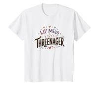 Lil Miss Threenager 3rd Birthday Three Year Old Toddler Girl T-Shirt